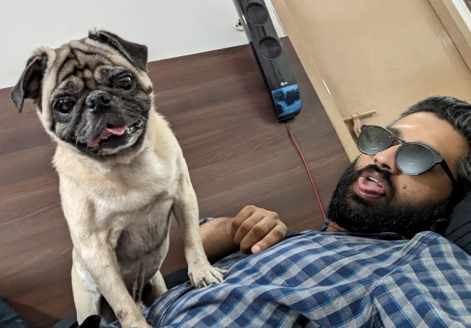 Akash Girish with his pug Brando